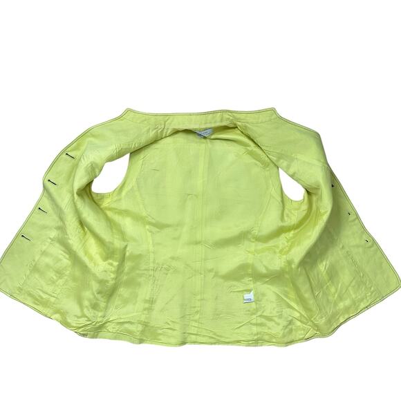 Tahari Arthur S Levine Linen Blend Lime Green Belted Pocket Vest Size 8 - Picture 5 of 13